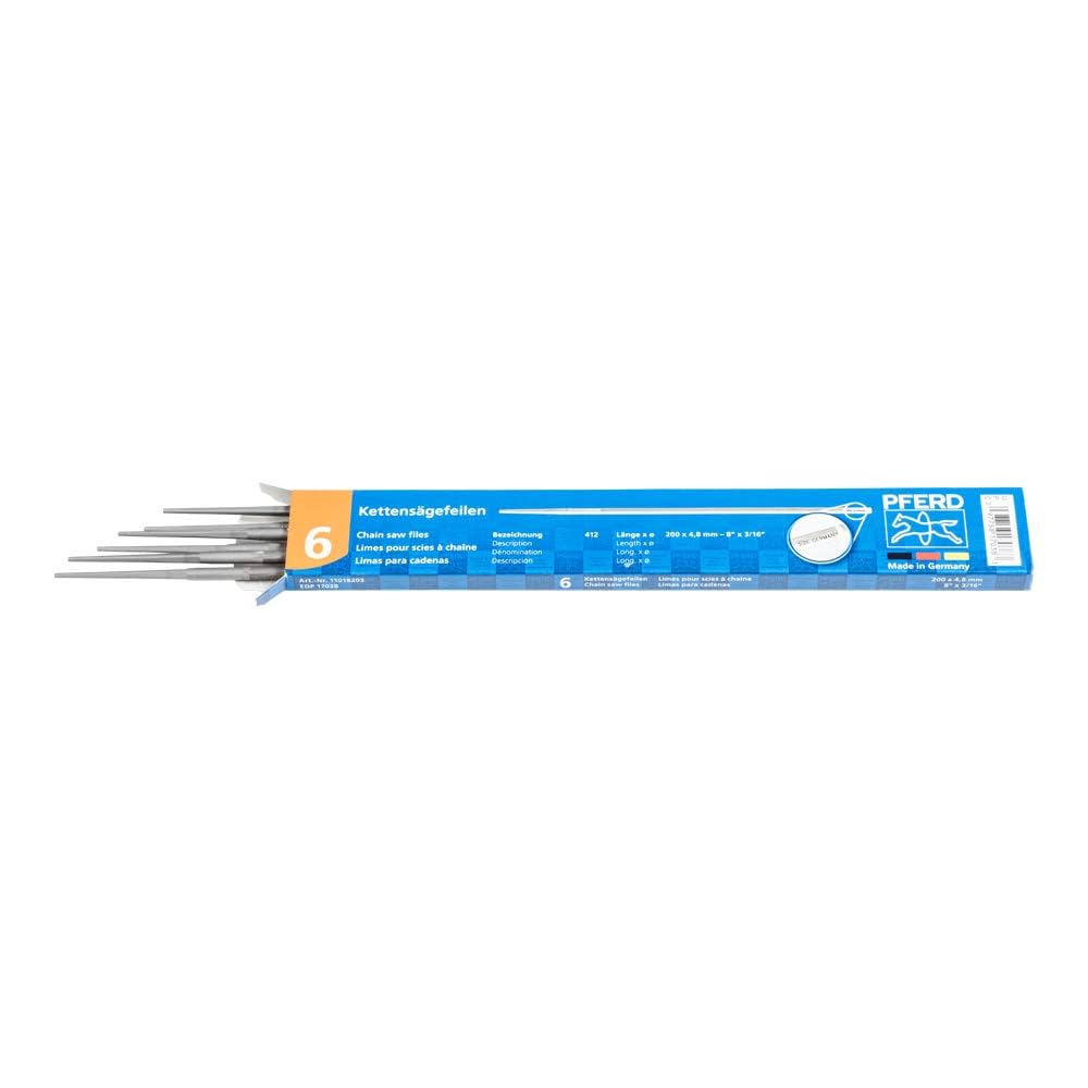 Pferd Chain Saw File, Round, 8 inch x 3/16 inch, Spiral Cut